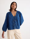 Denim Tie Front Bernadetta Blouse