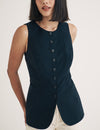 Black Crew Neck Longline Waistcoat