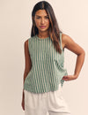 Green Striped Swing Top