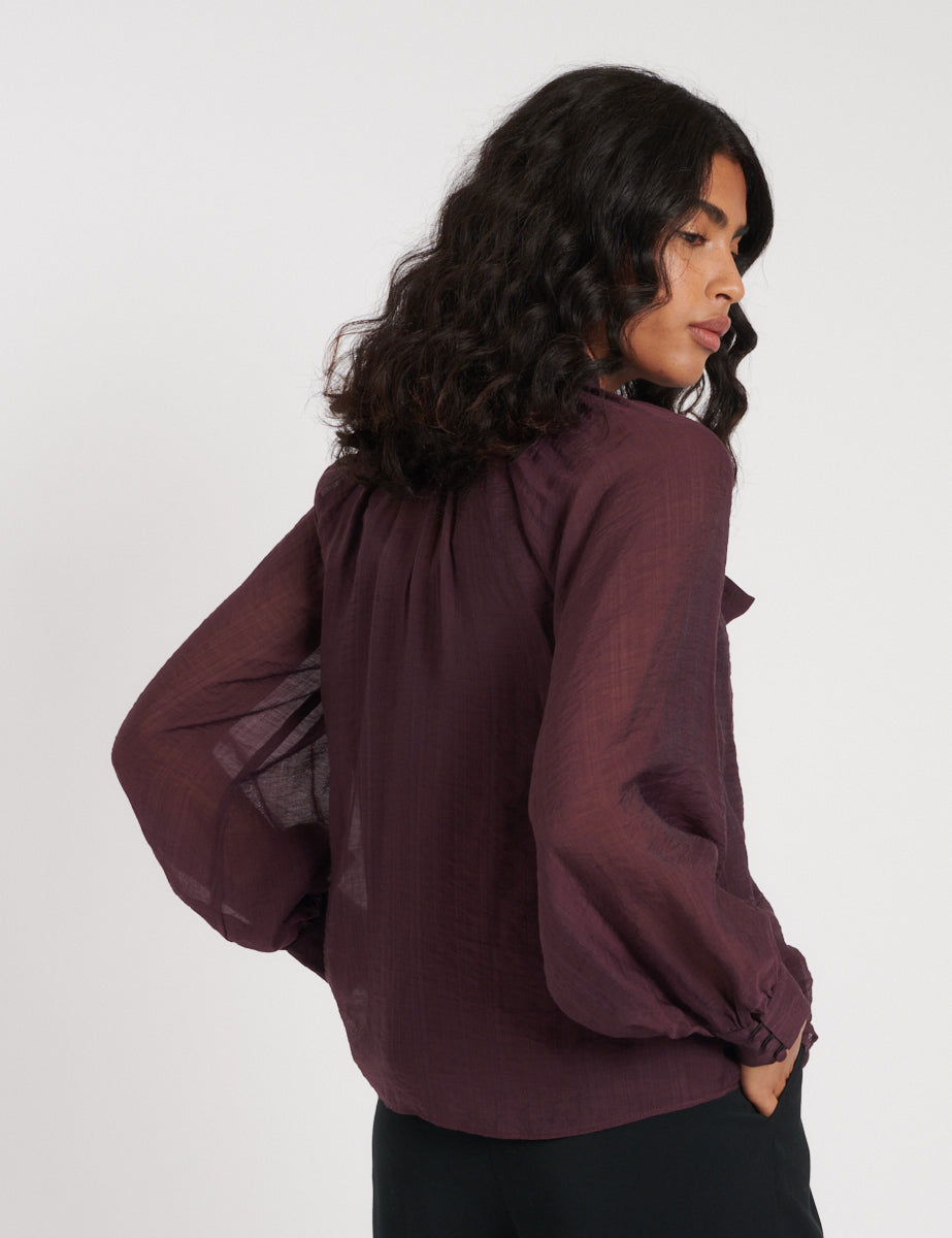 Purple Tie Neck Blouse