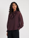 Purple Tie Neck Blouse