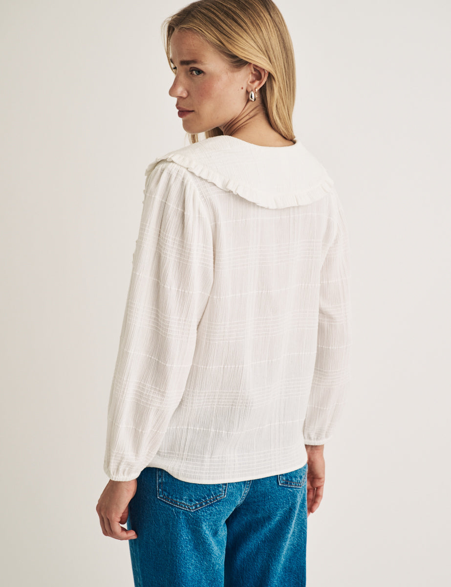 White Check Collared Emmie Blouse