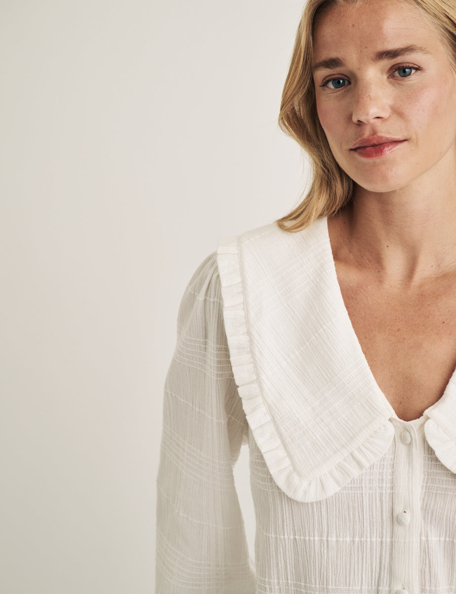 White Check Collared Emmie Blouse