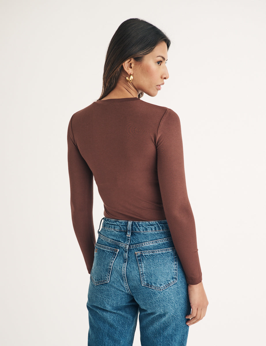 Brown Long Sleeve Top