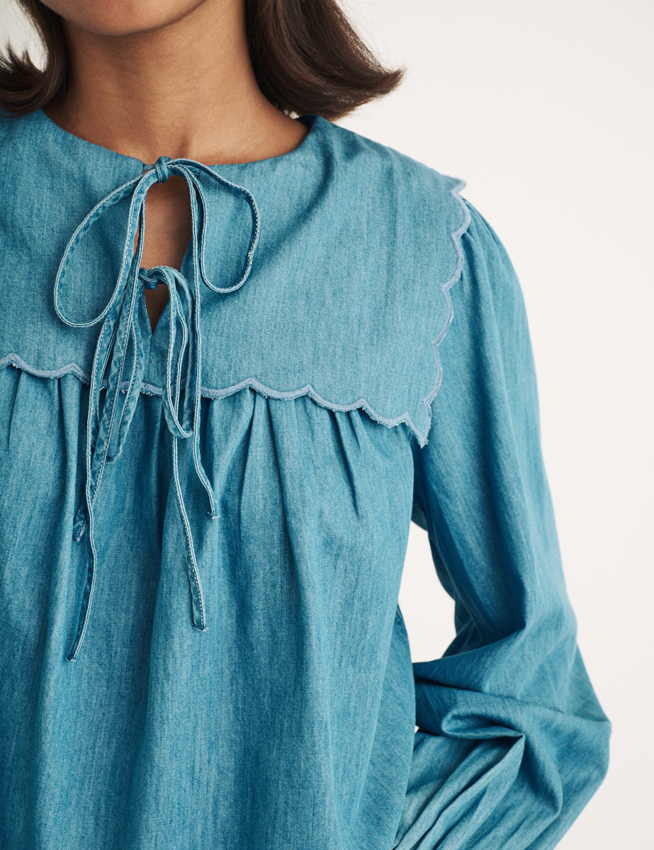 Denim Long Sleeve Blouse