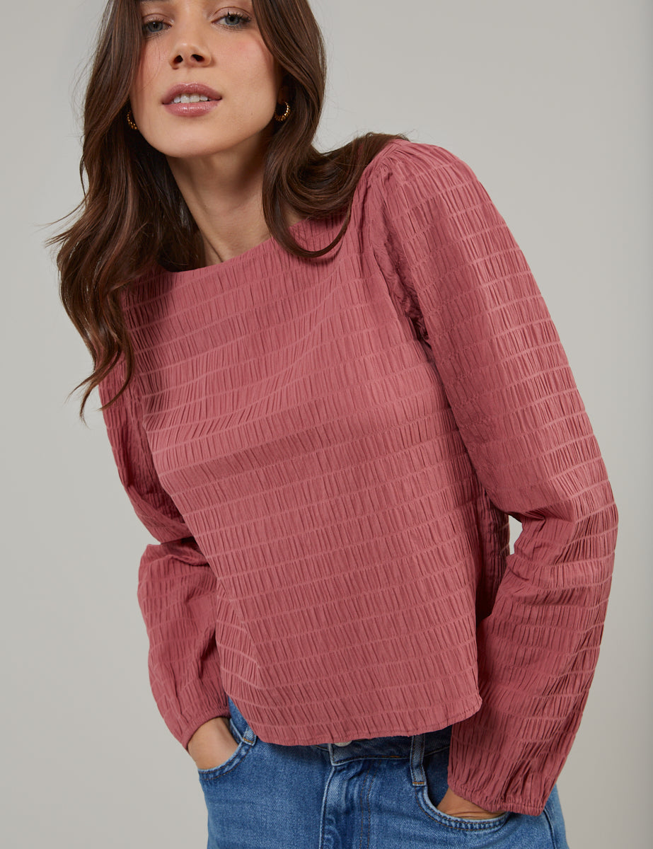 Pink Textured Blouse