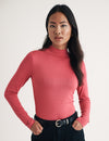 Pink Funnel Neck Long Sleeve Top