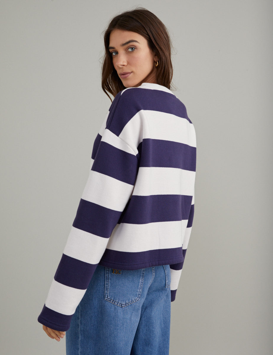 Purple and White Striped Boxy Sweatshirt