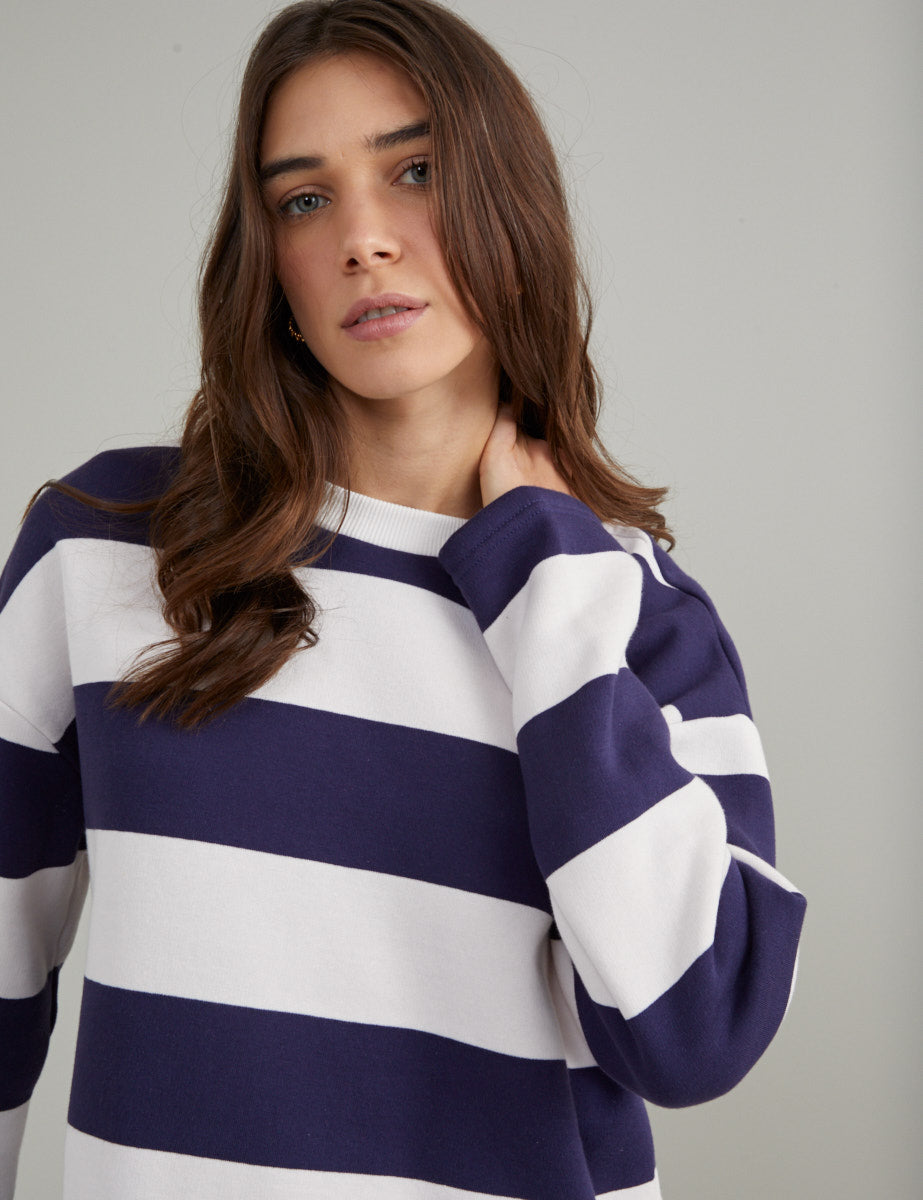 Purple and White Striped Boxy Sweatshirt