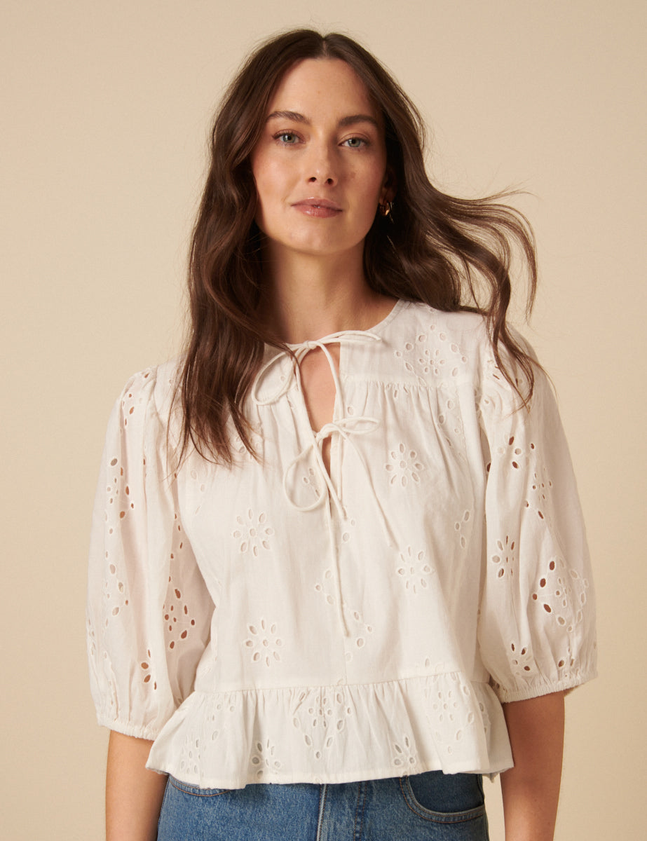 White Broderie Anglaise Top