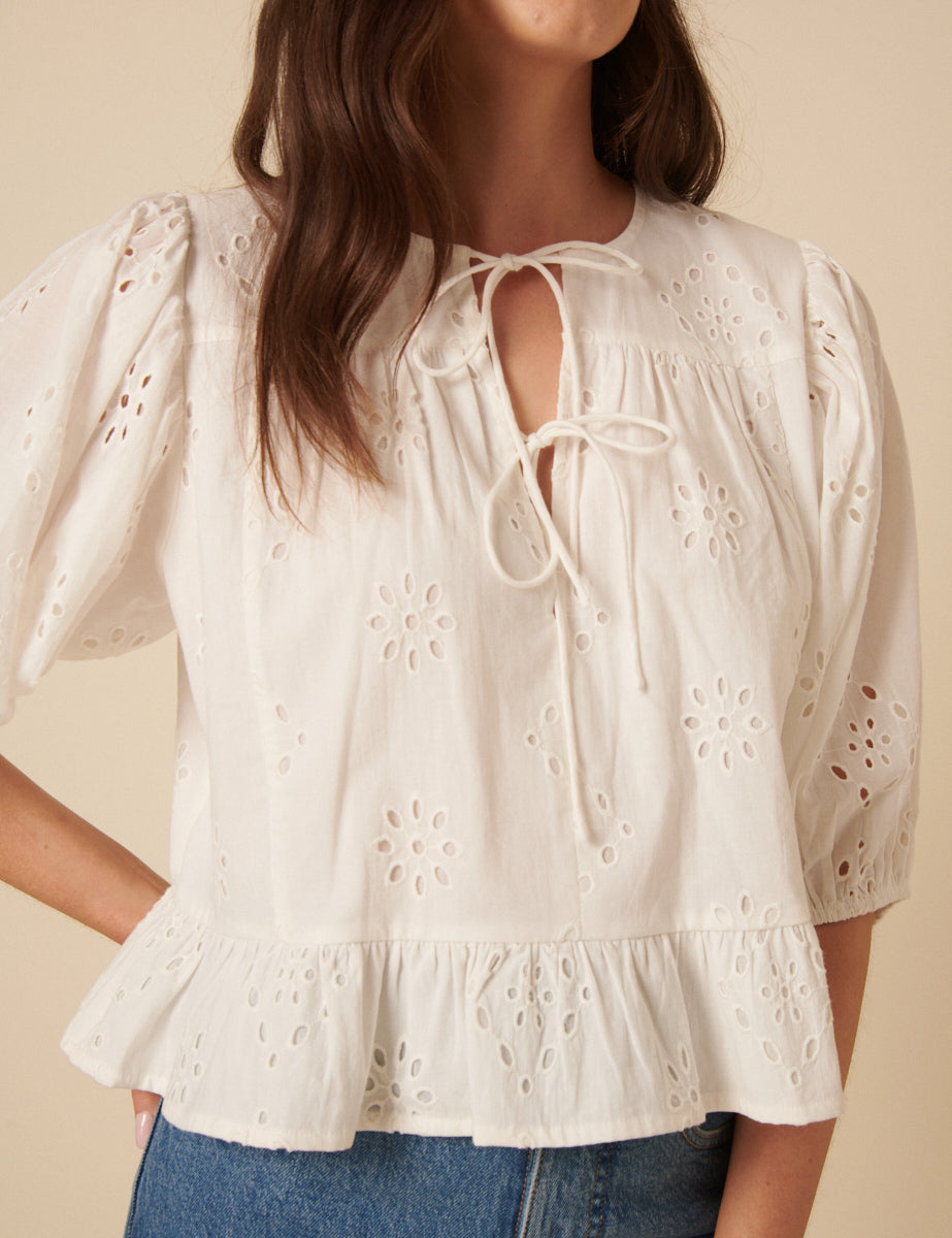 White Broderie Anglaise Top