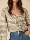 Cream Floral Check Birdie Blouse