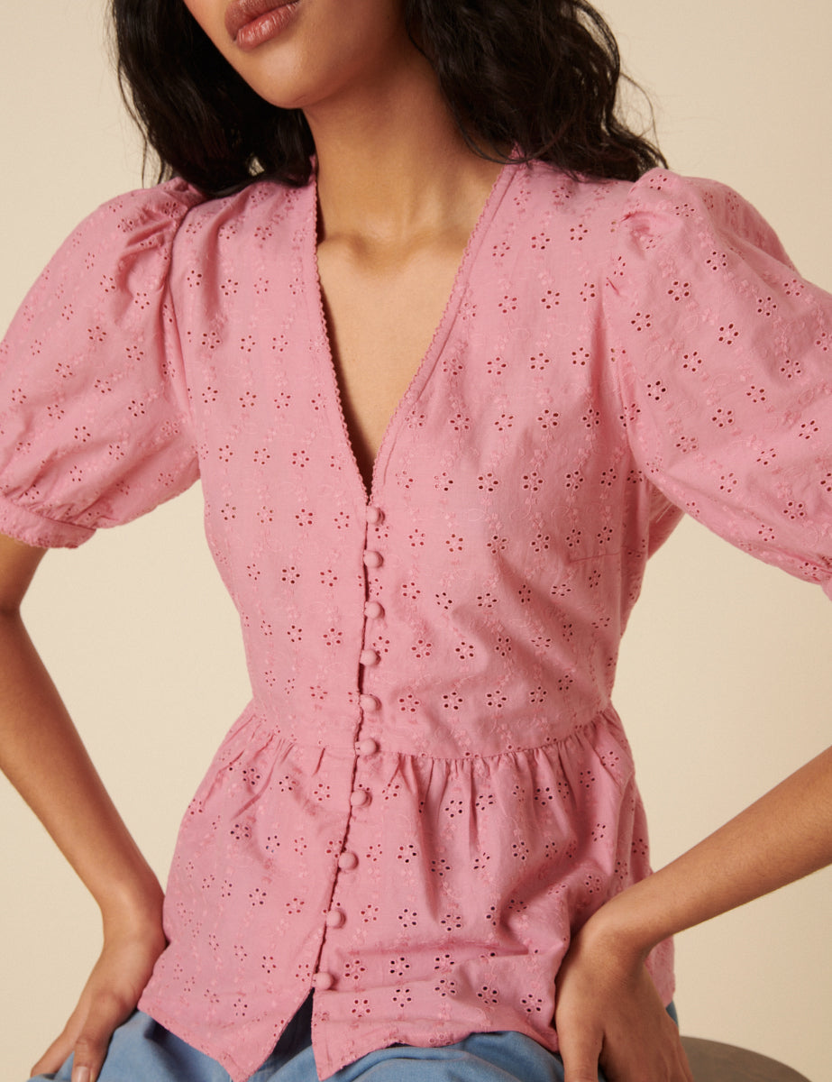 Pink Broderie Anglaise Ria Blouse