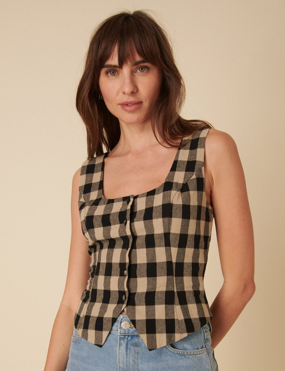 Black Check Waistcoat