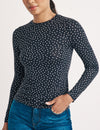 Black Polka Dot Long Sleeve Top