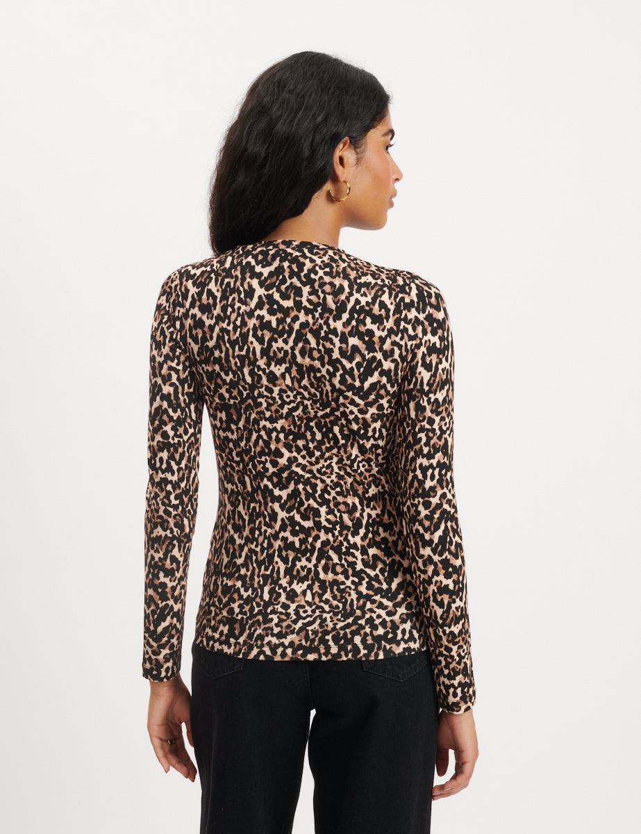 Leopard Print Long Sleeve Top