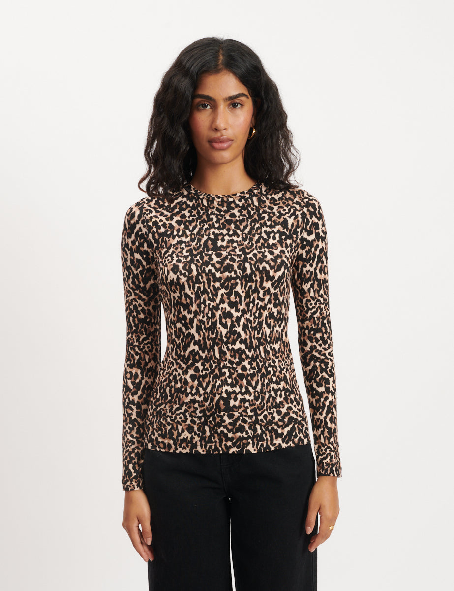 Leopard Print Long Sleeve Top