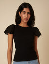 Black Broderie Sleeve Top