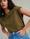 Khaki Green Cap Sleeve T-Shirt