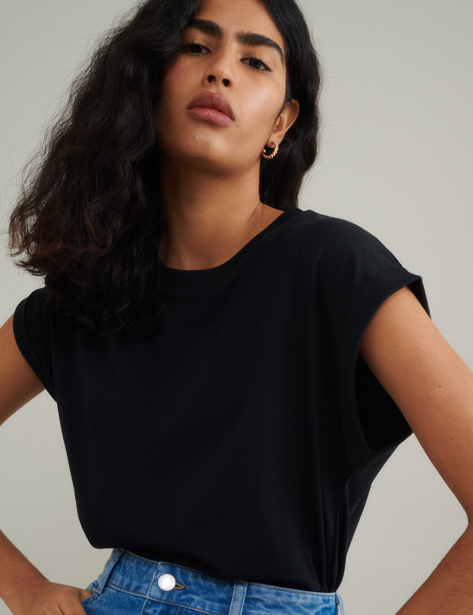 Black Cap Sleeve T-Shirt