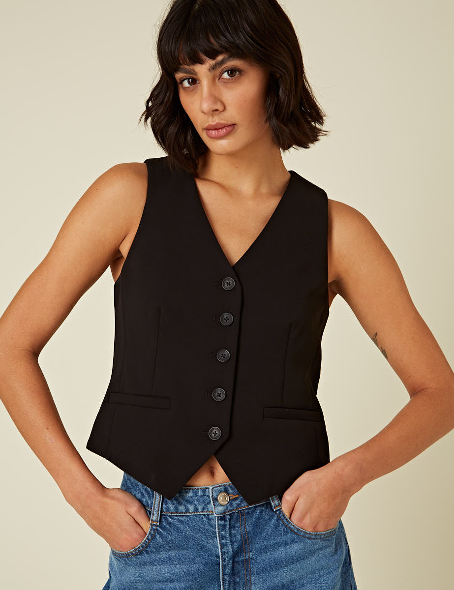 Black V-Neck Waistcoat