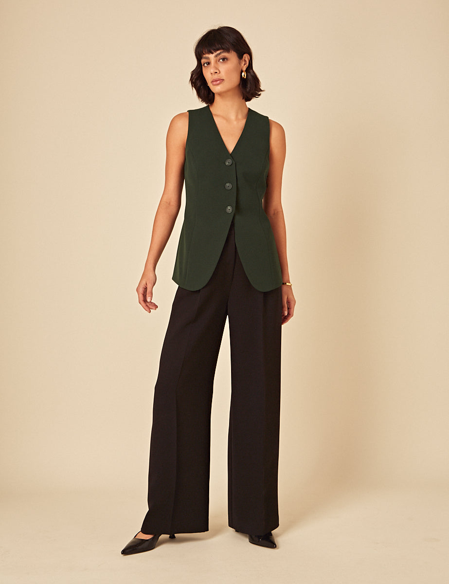 Forest Green Longline Waistcoat