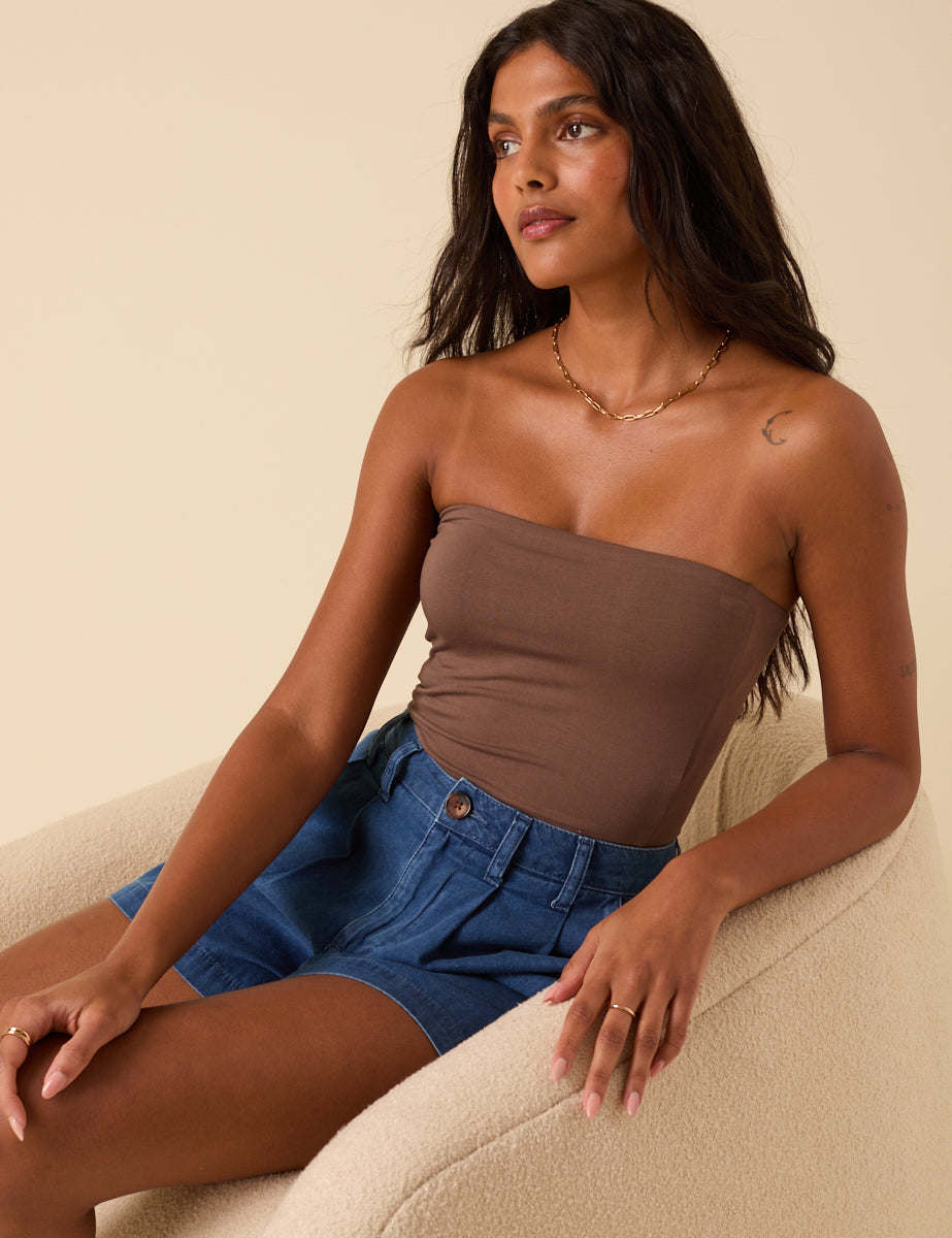 Brown Bandeau Top