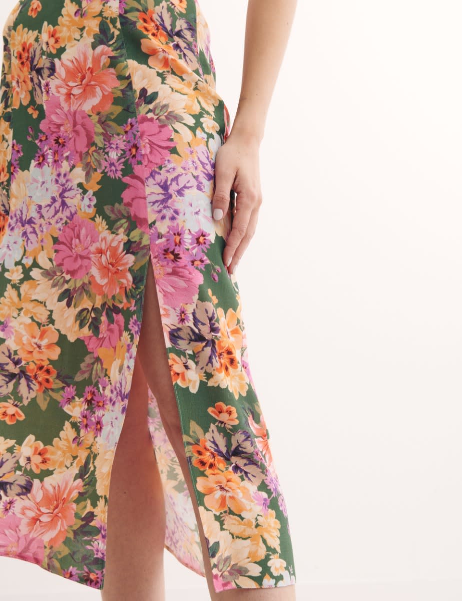 Green Big Floral Sara Skirt