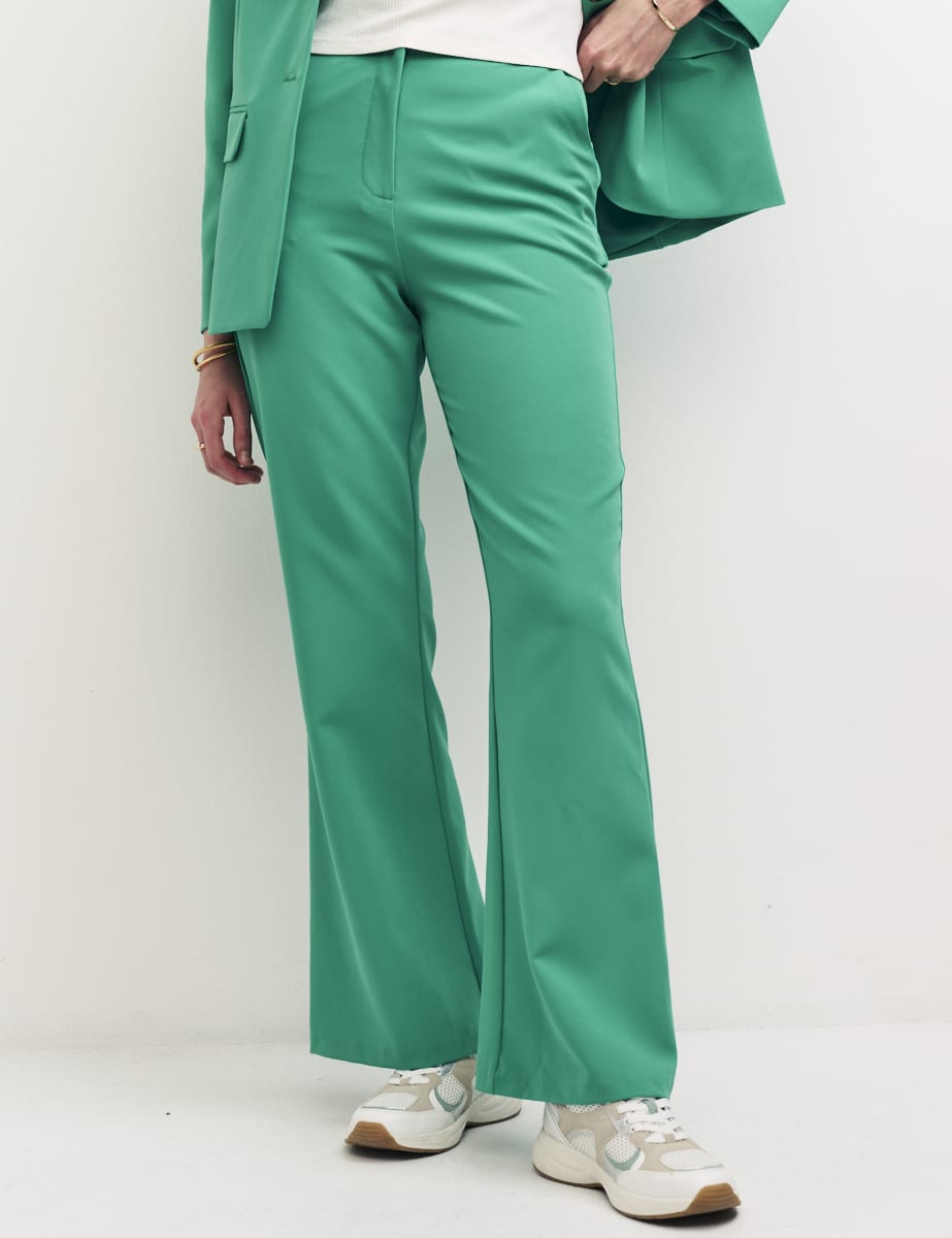 Green Frankie Kick Flare Trousers