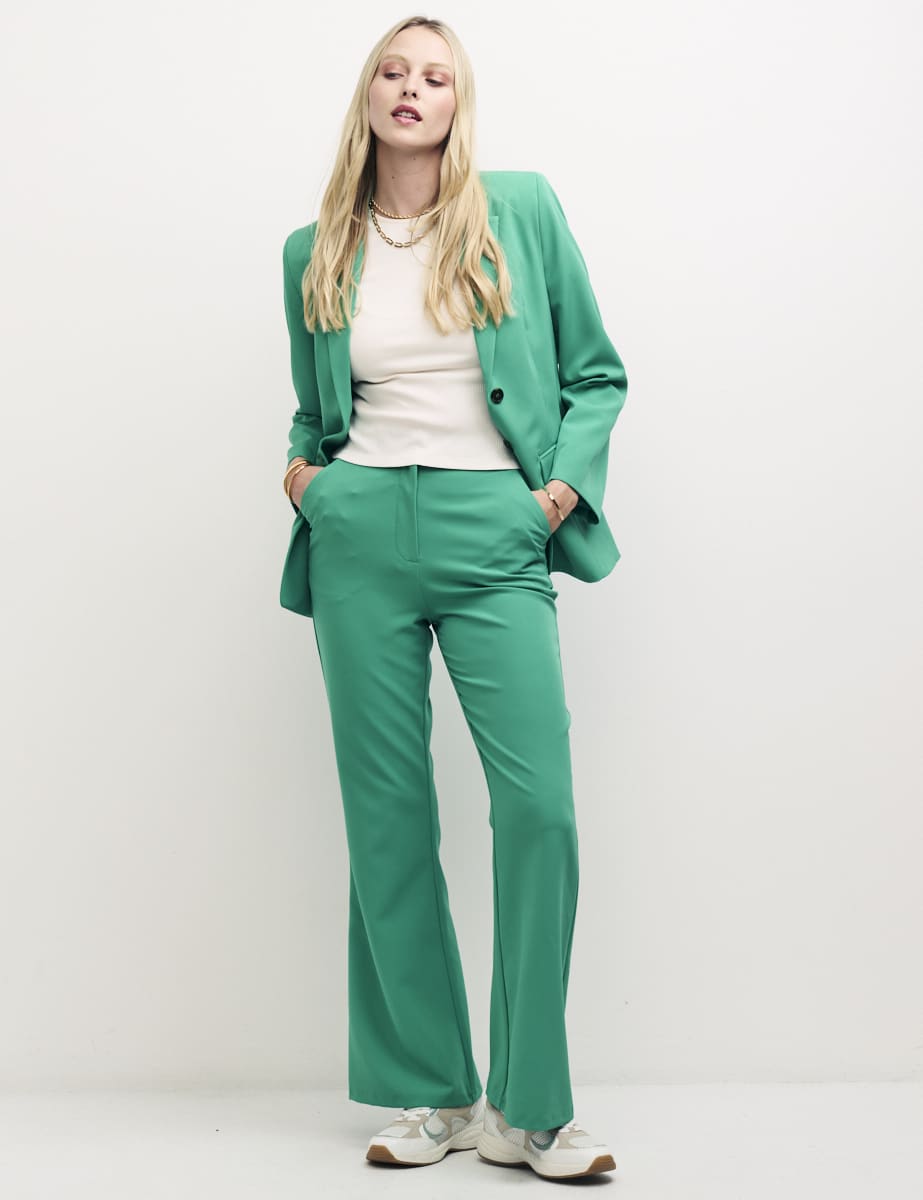 Green Frankie Kick Flare Trousers