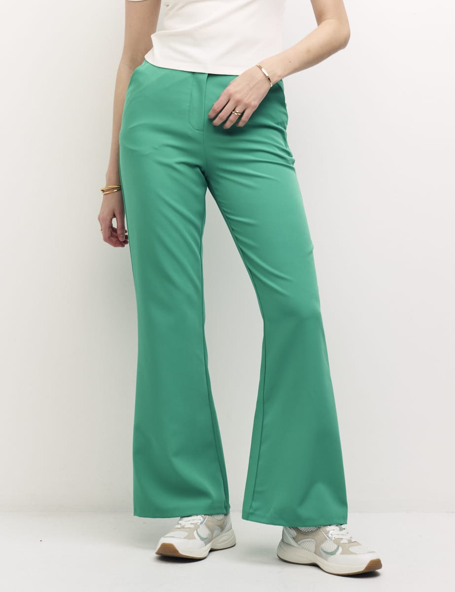 Green Frankie Kick Flare Trousers