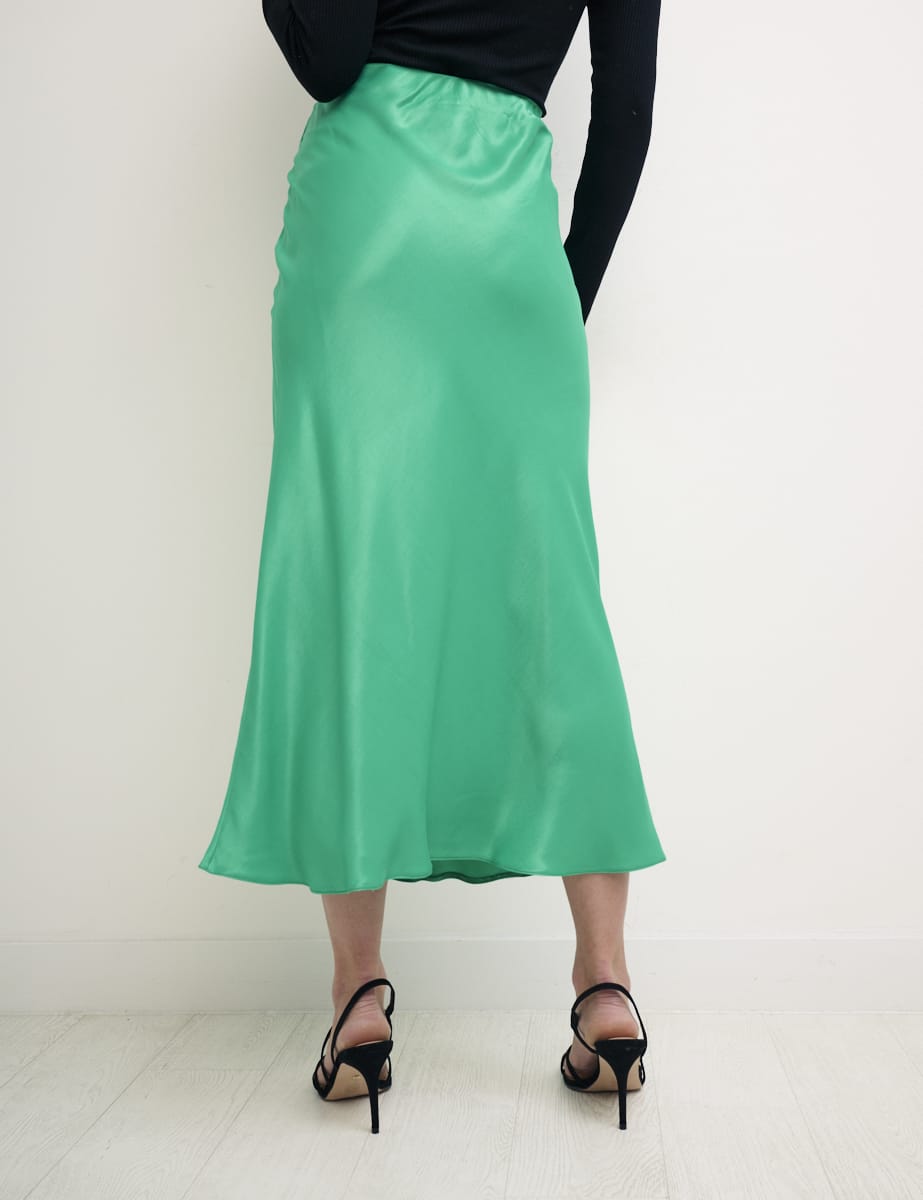 Green Mila Satin Slip Skirt