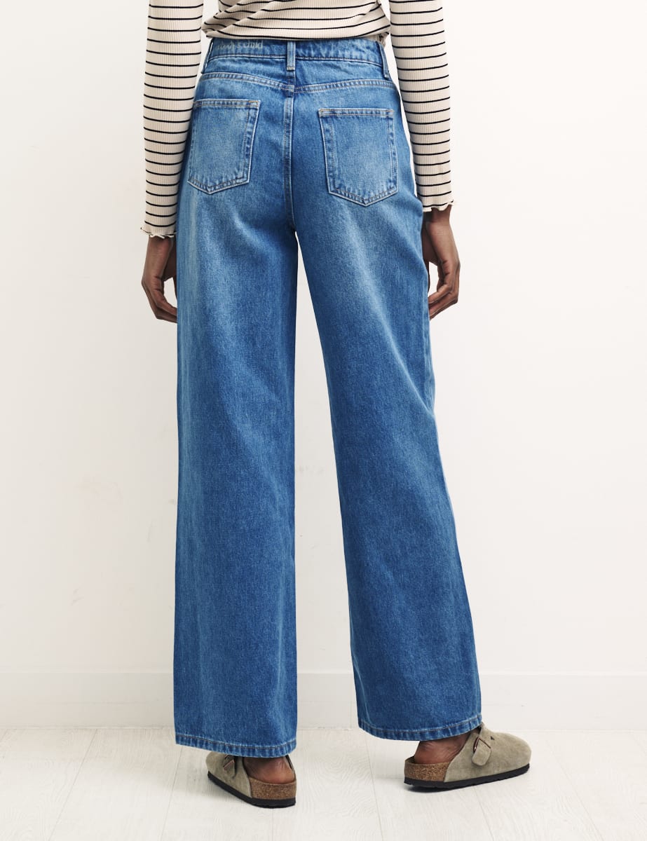 Denim Mid Wash Wide Leg Jean