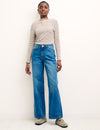 Denim Mid Wash Wide Leg Jean