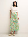 Green Floral Trellis Midi Skirt