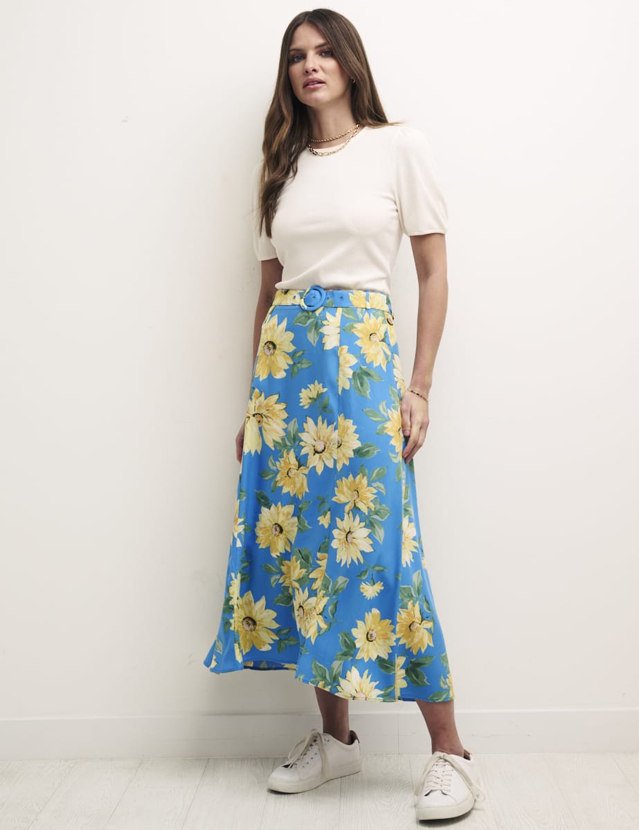 Sunflower Aurelia Belted Midi Skirt