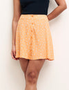 Orange Ditsy Floral Button Through Michael Mini Skirt