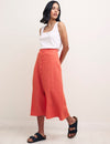 Pink & Orange Gingham Midi Skirt