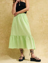 Green Gingham Check Bianca Midi Skirt