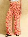 Orange Floral Print Wide Leg Cora Trousers