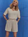 Fearne Cotton Cream Linen-blend Tailored Short