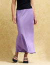 Purple Satin Slip Mila Midi Skirt