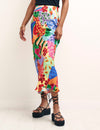 Fruit Patchwork Print Mila Satin Slip Midi Skirt