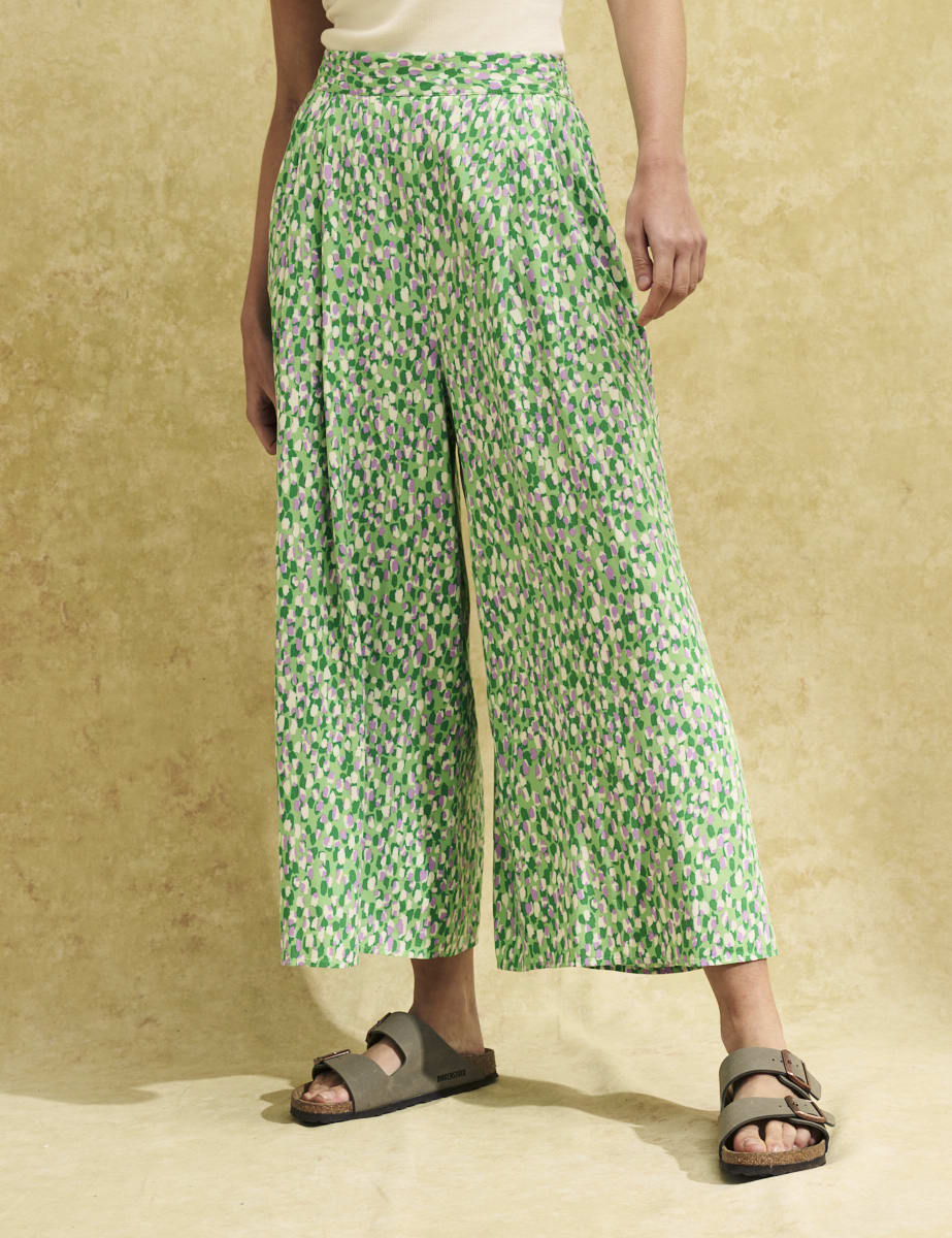 Green Brushstroke Zeena Trousers