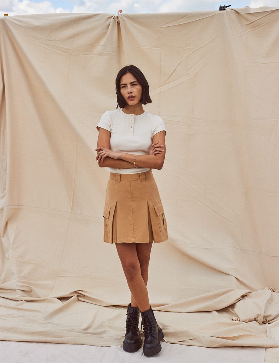 Stone Cargo Utility Mini Skirt