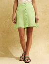 Green Linen-blend Michael Mini Skirt