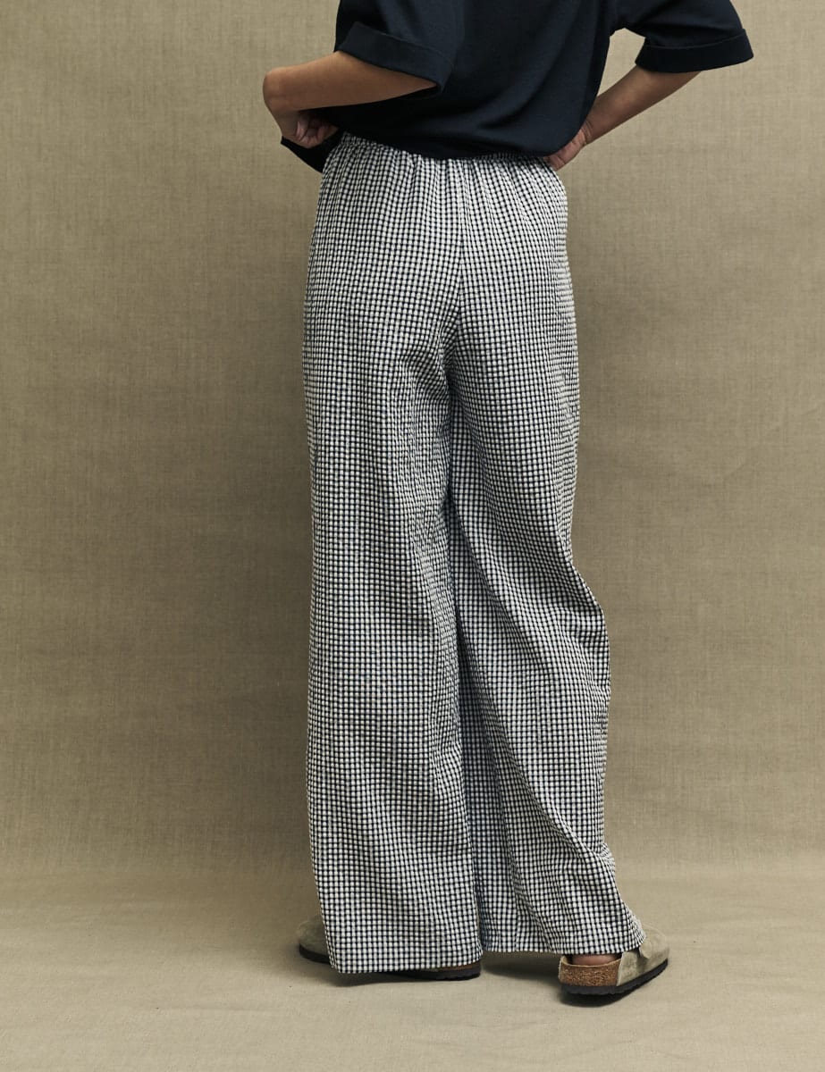 Fearne Cotton Black Gingham Check Wide Leg Trousers