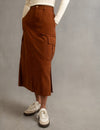 Brown Utility Cargo Midi Skirt