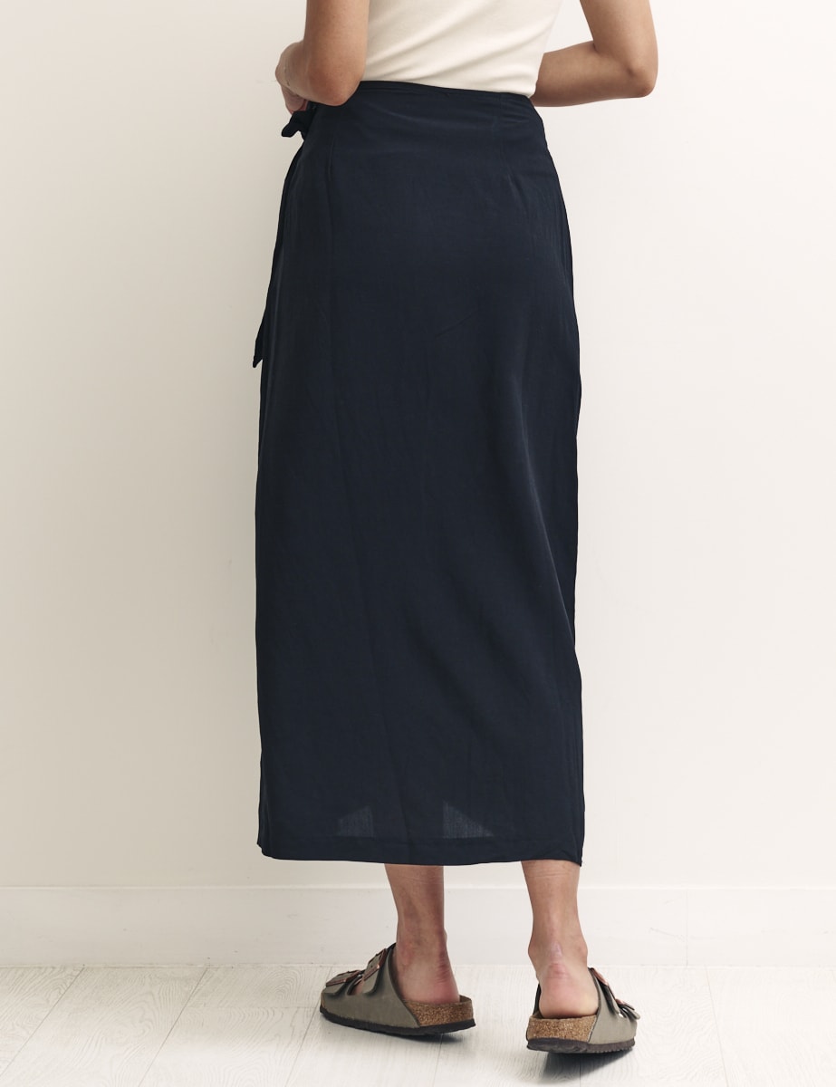 Black Wrap Midi Skirt