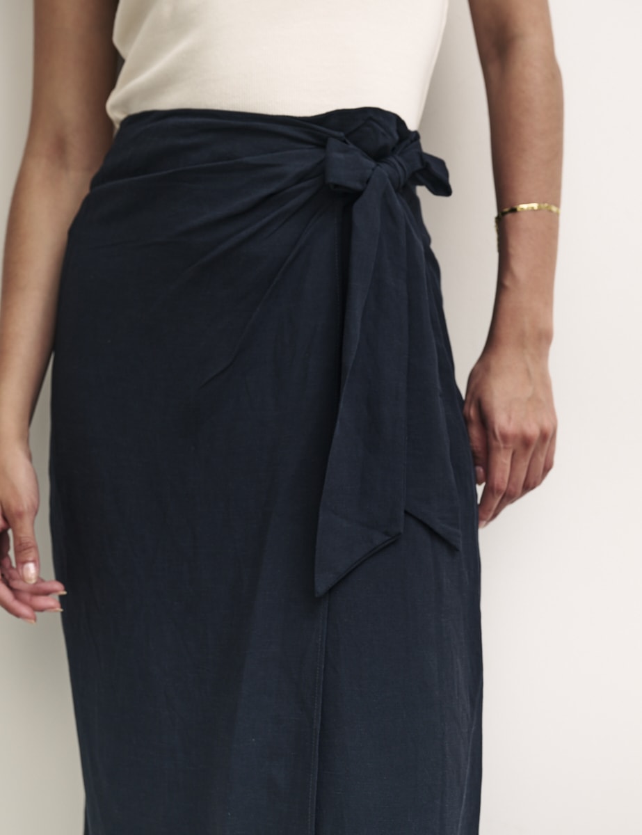 Black Wrap Midi Skirt